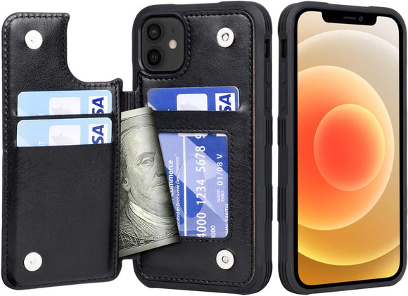Migeec Case for iPhone 12 and iPhone 12 Pro - Wallet Case with Card Holder Pockets [Shockproof] Back Flip Cover for iPhone 12/12 Pro 6.1 inch