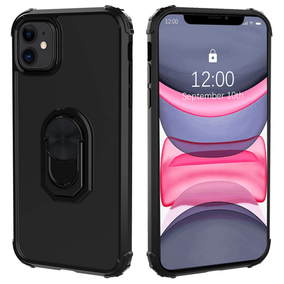Migeec Designed for iPhone 11 Case,Protective Drop Test Bumper Case [Kickstand] [Clear] Compatible with iPhone 11 6.1 inch - Black