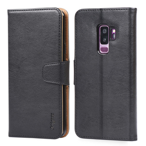 Migeec Mobile Phone Case Compatible with Samsung Galaxy S9 Plus Leather Case Flip Cover Protective Case – Black