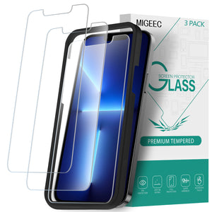 Migeec [3 Pack] Protective Film Tempered Glass For iPhone 13 Pro Max Screen Protectors Anti-Scratch, Anti-Oil, Anti-Bubbles