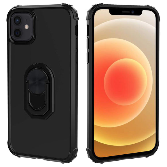 Migeec Designed for iPhone 12 and iPhone 12 Pro Case,Protective Drop Test Bumper Case [Kickstand] [Clear] Compatible with iPhone 12/12 Pro 6,1 inch - Black