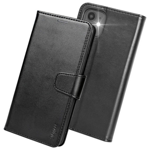 Migeec iPhone 12 Pro and iPhone 12 Case - Leather Mobile Phone Case Wallet [RFID Blocking] Flip Cover with Credit Card Holder and Case for iPhone 12 Pro / 12 6.1 Inch - Black