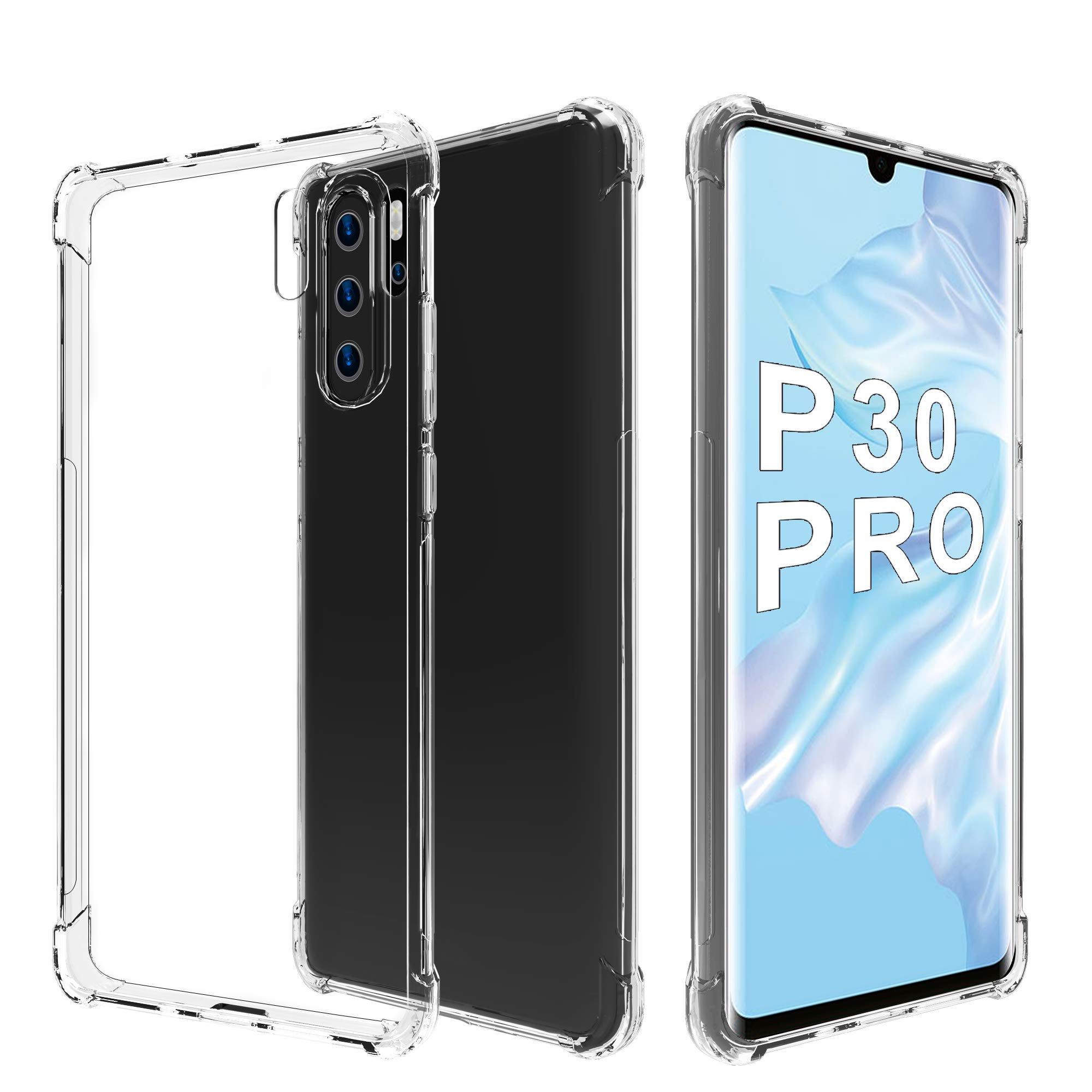 WATACHE Huawei P30 Pro Case, Clear Crystal Carbon Fiber Design Armor  Protective Case with 360 Degree Rotating Finger Ring Grip Holder Stand  [Magnetic