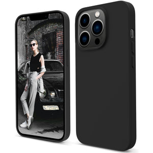 Migeec Case for iPhone 13 Pro Liquid Silicone Gel Rubber Phone Cover Soft Microfiber Protective Shockproof Anti-Scratched (6.1 inch) - Black