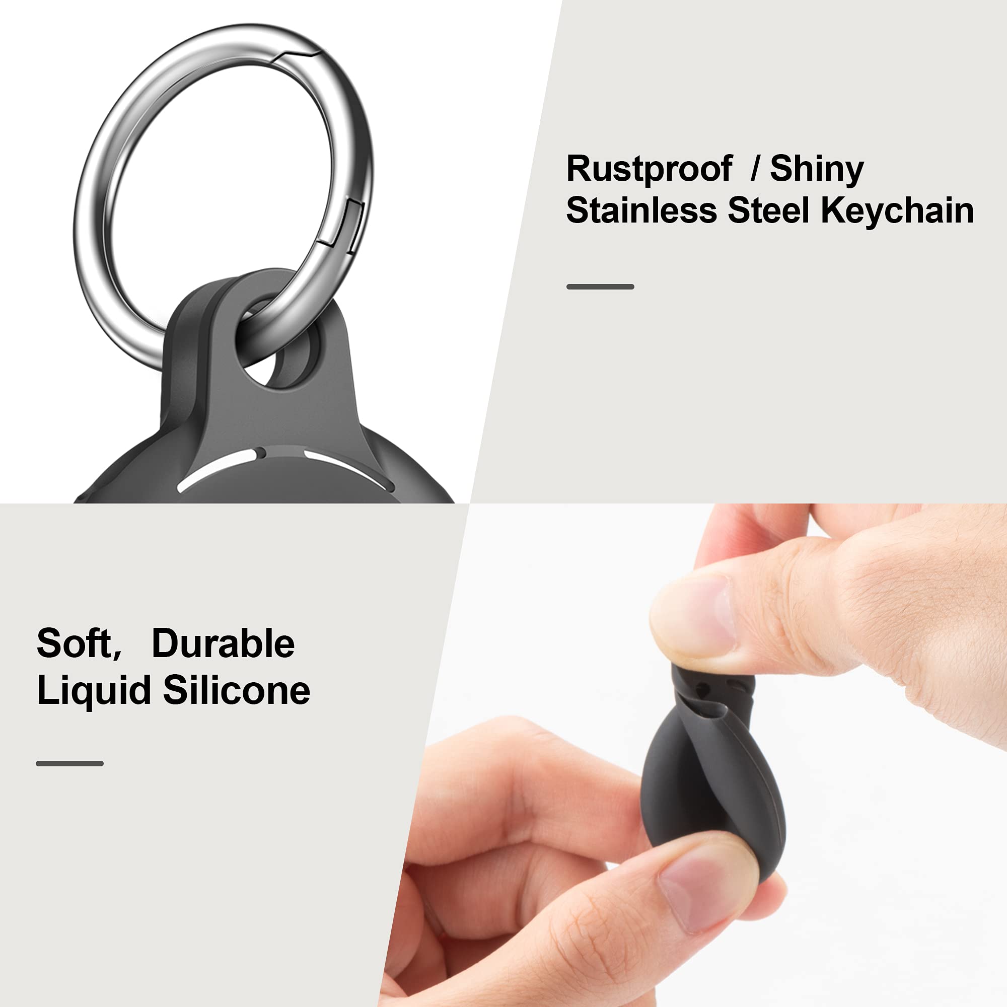 4-Pack Black New Premium Silicone Apple AirTag Cases - Black