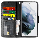 Migeec Case for Samsung Galaxy S21 5G Wallet Flip Cover with Credit Card Holder and Pocket, Black