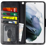 Migeec Mobile Phone Case Compatible with Samsung Galaxy S21 Plus S21+ Leather Case Flip Cover Protective Case - Black
