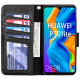 Migeec Case for Huawei P30 lite PU Leather Wallet Phone Case With Card Holder and Pocket, Black