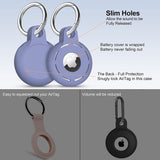 Migeec Case for AirTag Silicone Protective Cover with Sound Holes and Keychain Hook Lanyard, Safety Anti-Lost Portable - 4 Pack