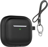 Migeec Case Compatible with AirPods 3rd generation with Carabiner, Shockproof Protective Silicone Skin Case Cover Black