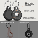 Migeec Sound Hole Silicone Protective Cover for Apple AirTag, With a Beautiful Lanyard and Metal Buckles(2 Pack in Black)