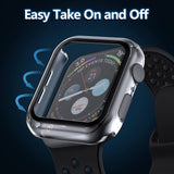 Migeec Case Compatible with Apple Watch Series 7 41 mm with Tempered Glass Screen Protector, Overall Protective Ultra-Thin Clear
