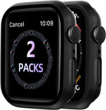Migeec Case Compatible with Apple Watch Series 7 41 mm with Tempered Glass Screen Protector, Overall Protective Ultra-Thin Black