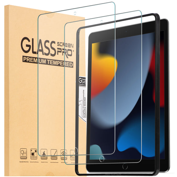 Migeec [2 pack] Screen Protector for iPad 10.2 (2021/2020/2019 Model, 9/8/7th Generation) with Alignment Frame Tempered Glass Film HD Clear Bubble Free